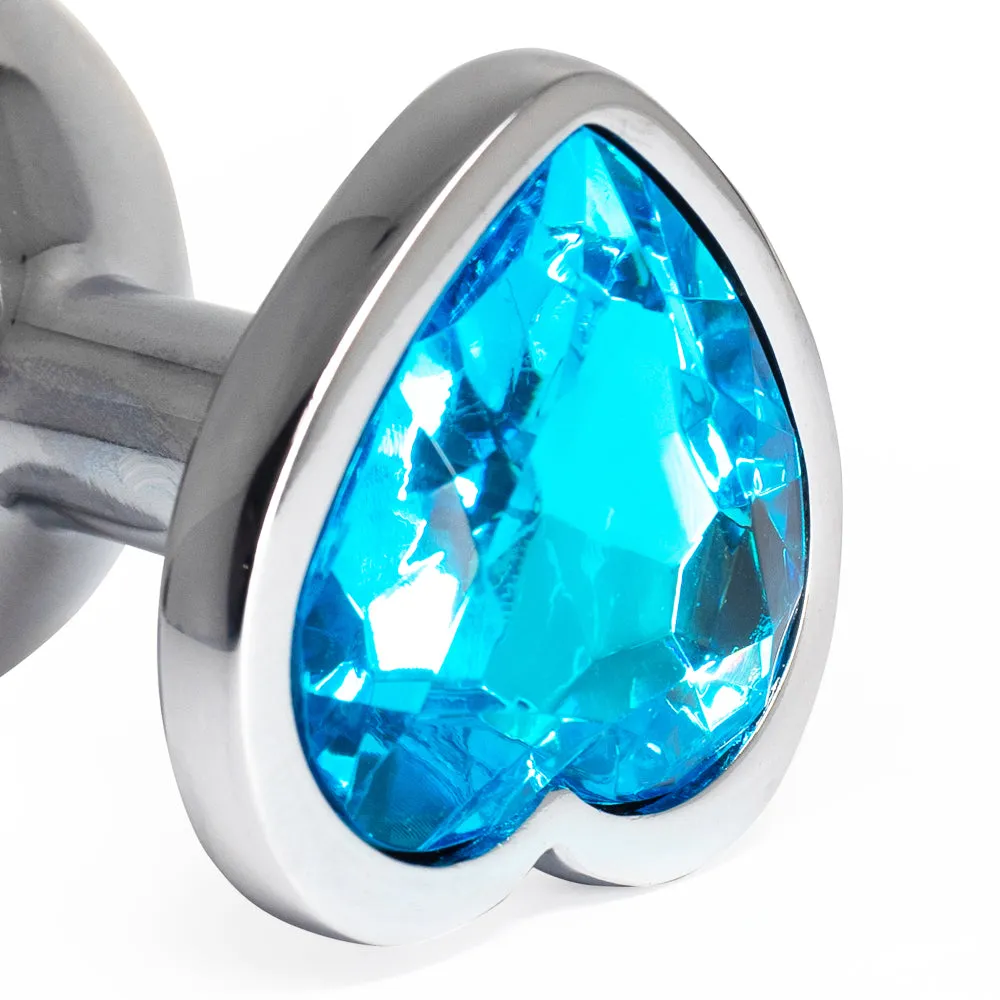 Seamless Metal Butt Plug With Heart Gem - Medium