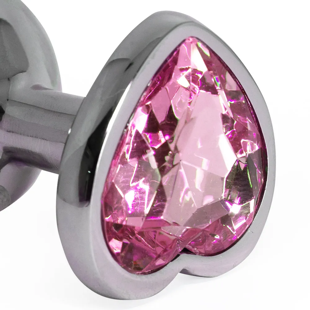 Seamless Metal Butt Plug With Heart Gem - Medium
