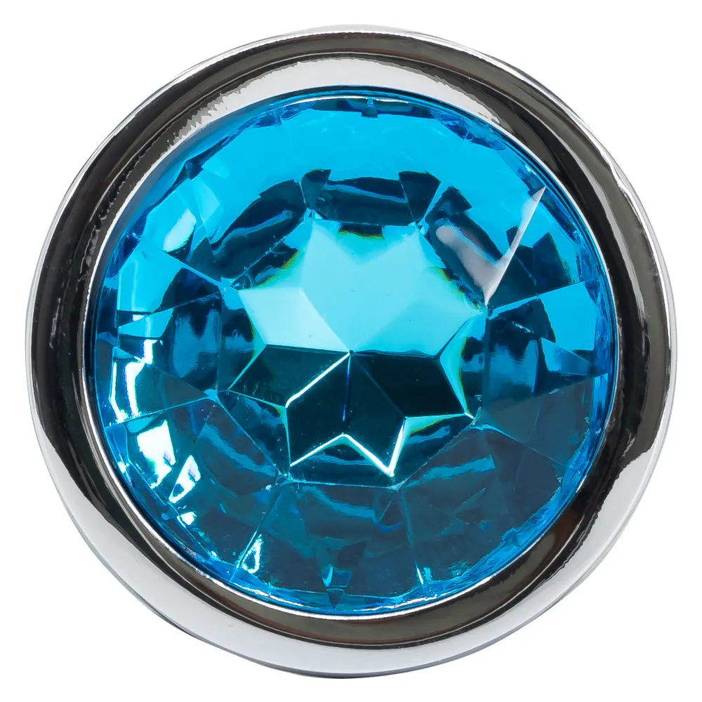 Seamless Metal Butt Plug With Round Gem - Medium