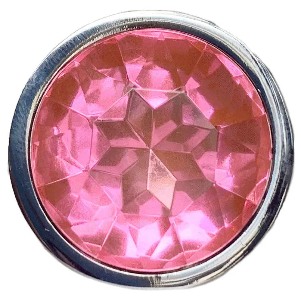Seamless Metal Butt Plug With Round Gem - Medium