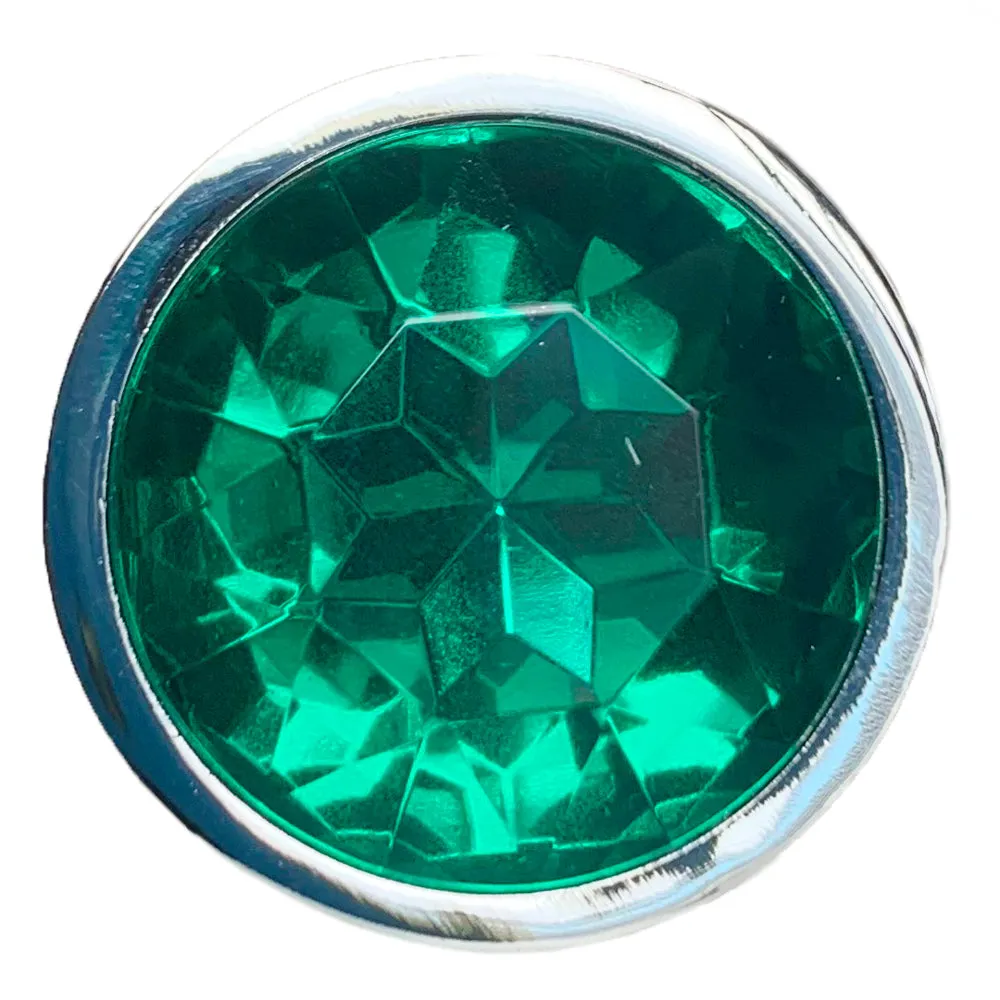 Seamless Metal Butt Plug With Round Gem - Medium