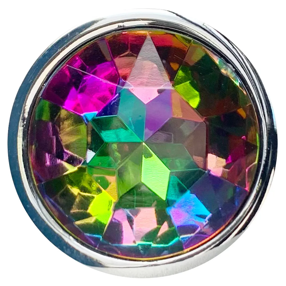 Seamless Metal Butt Plug With Round Gem - Medium