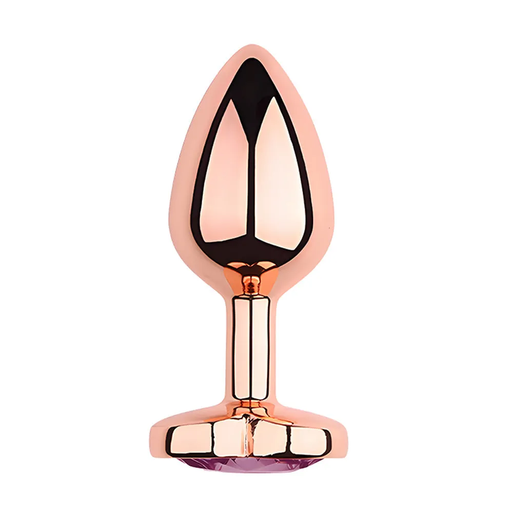 Sexyland Charm Rose Gold Metal Butt Plug With Heart Gem - Small