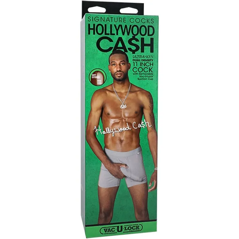 Signature Cocks Hollywood Cash 11"" Cock With Removable Vac-U-Lock Suction Cup - Chocolate