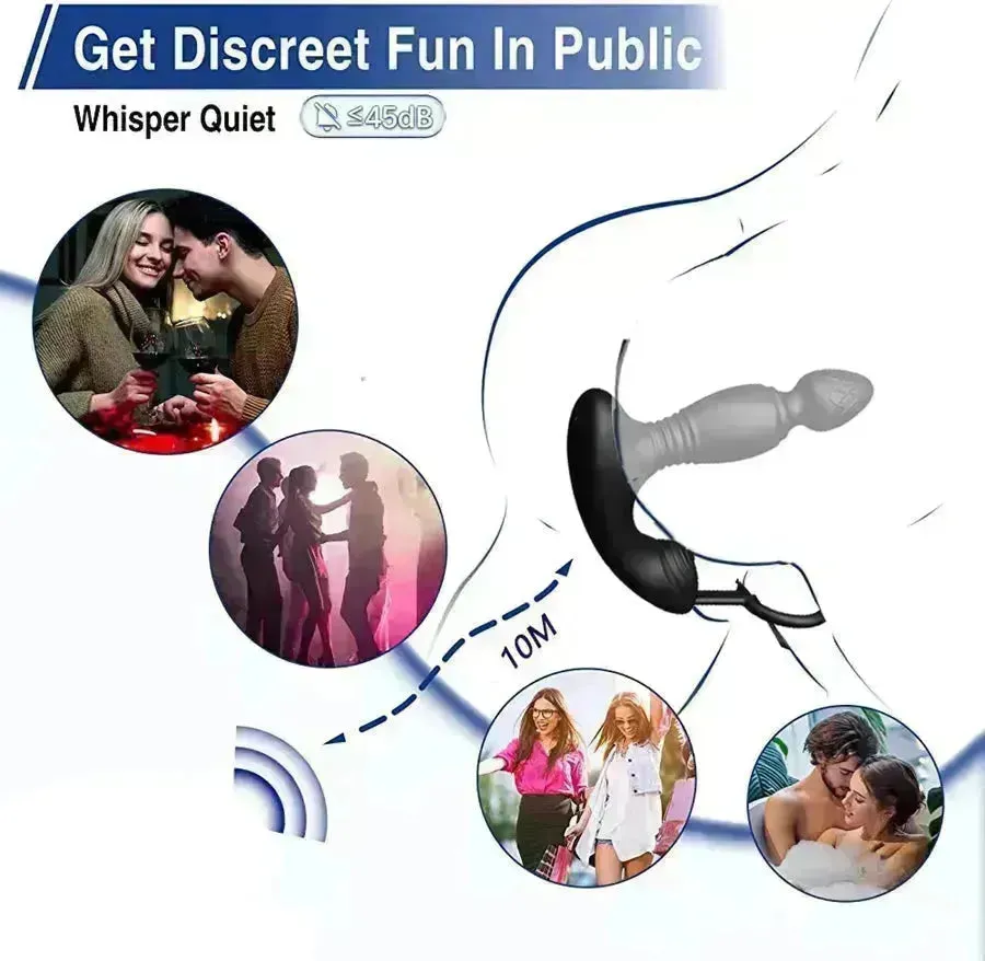 Smart App Controlled Thrusting Prostate Stimulator