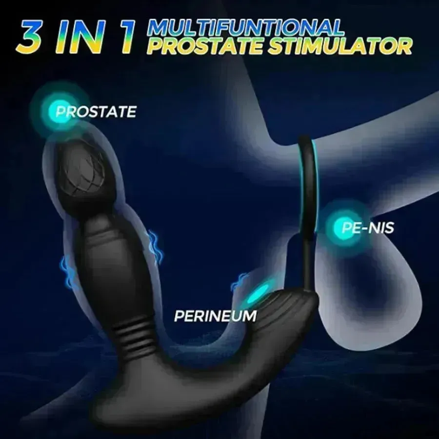 Smart App Controlled Thrusting Prostate Stimulator