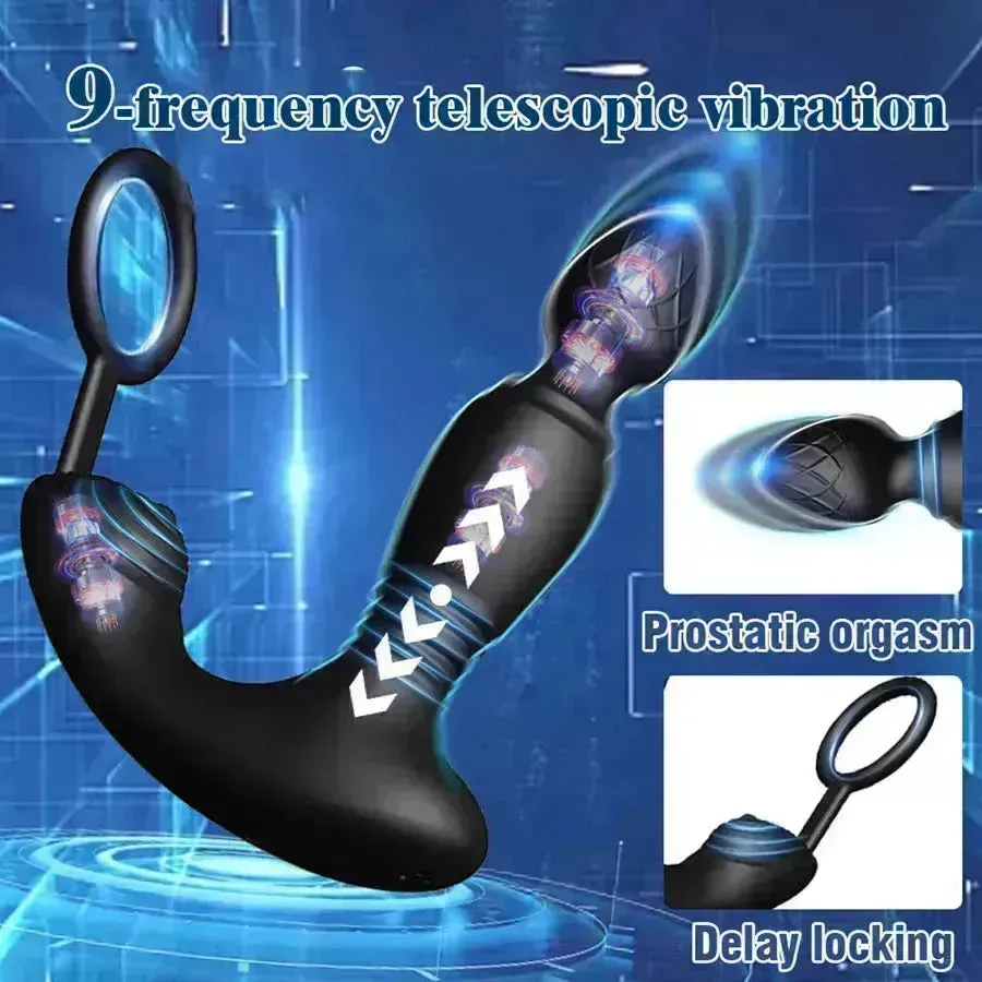 Smart App Controlled Thrusting Prostate Stimulator