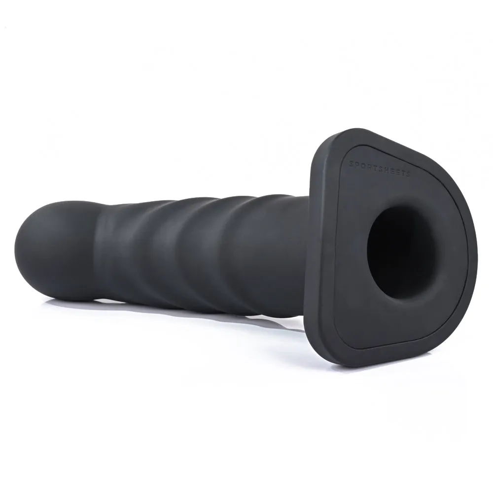 Sportsheets Banx 8" Ribbed Hollow Silicone Sheath Dildo