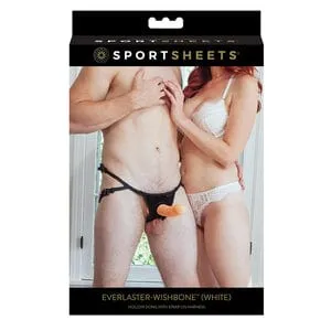 Sportsheets - Everlaster Strap On Harness with Hollow Wishbone Dildo (Black/Beige)
