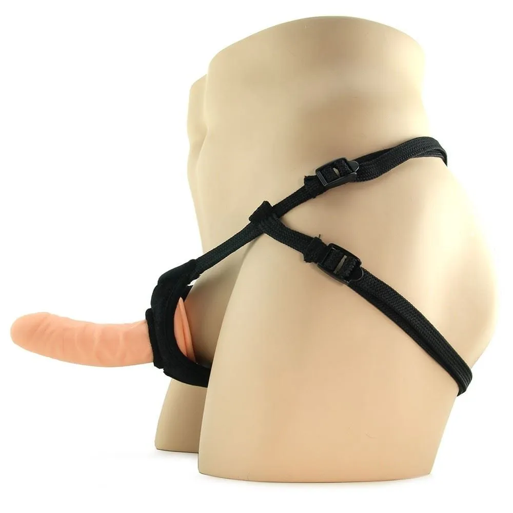 Sportsheets - Everlaster Strap On Harness with Hollow Wishbone Dildo (Black/Beige)