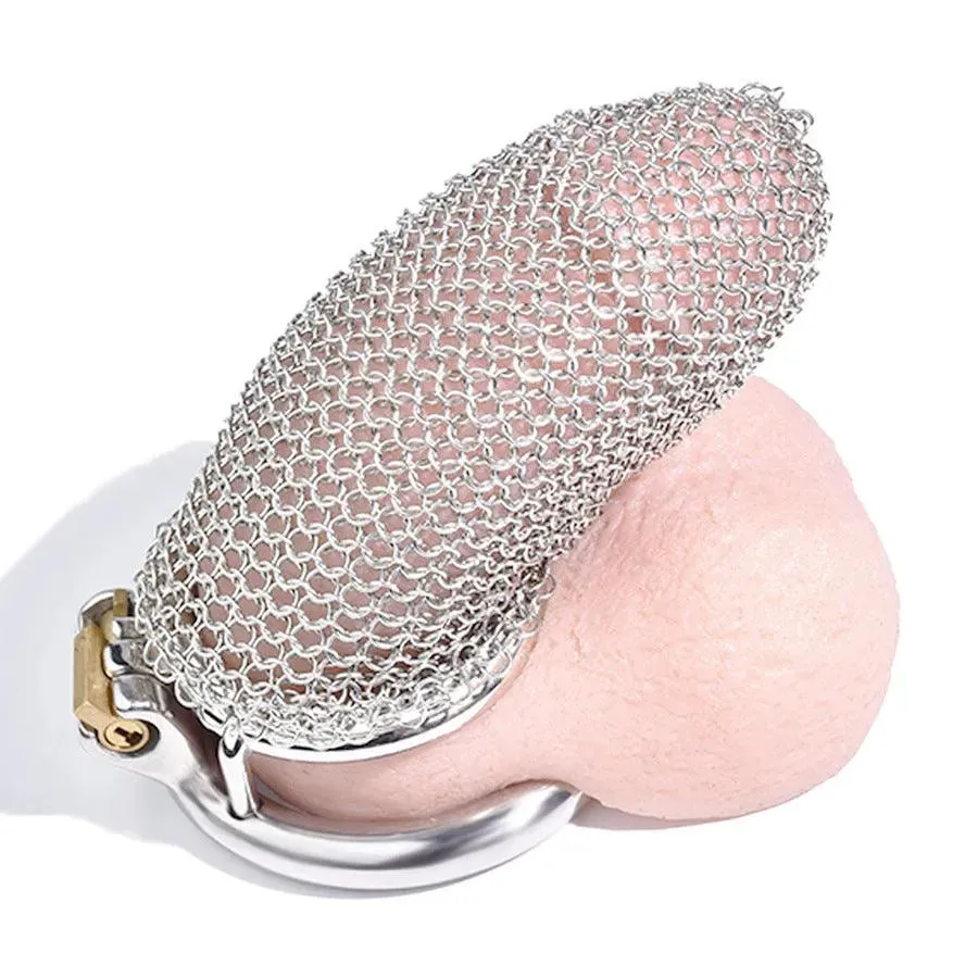 Stainless Steel Gauze Male Chastity Cage (Large)