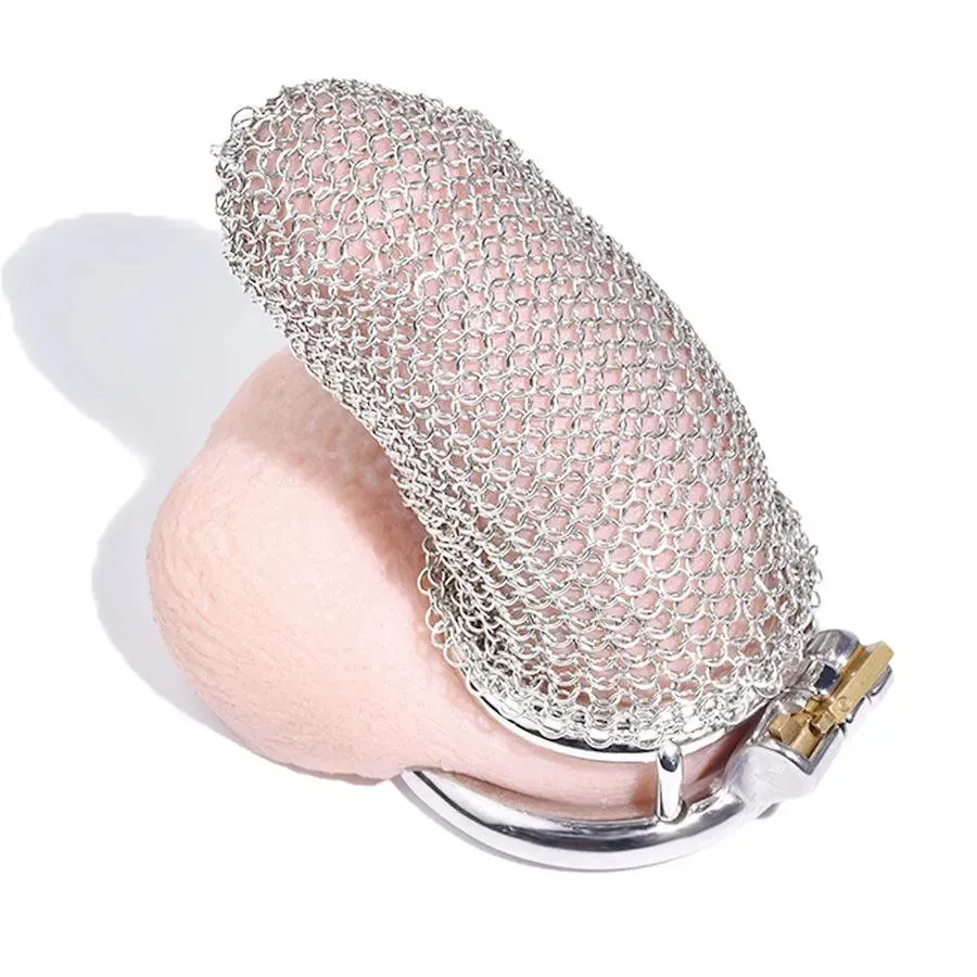 Stainless Steel Gauze Male Chastity Cage (Large)