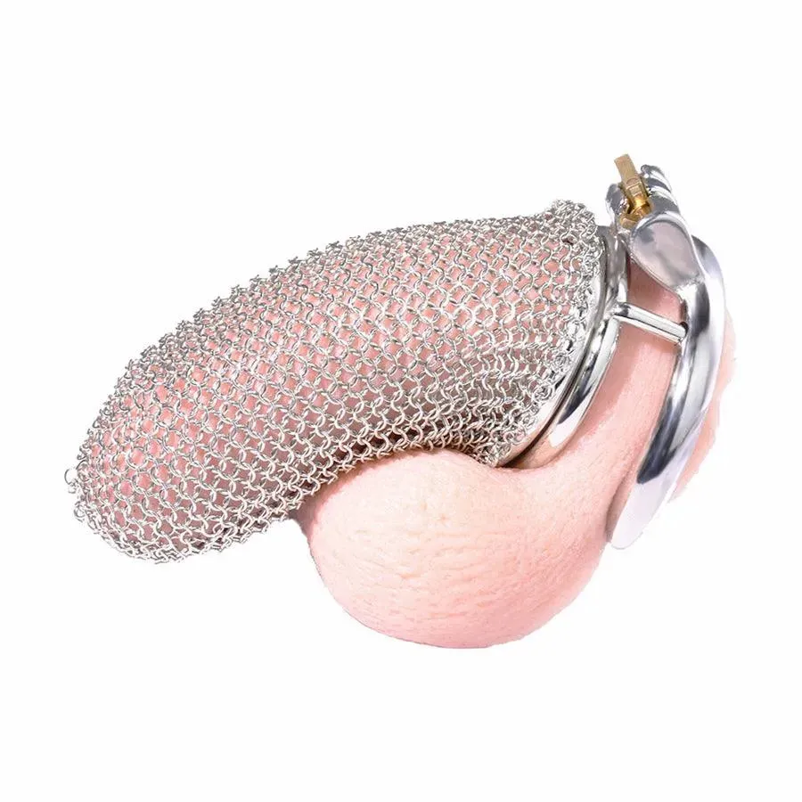 Stainless Steel Gauze Male Chastity Cage (Large)