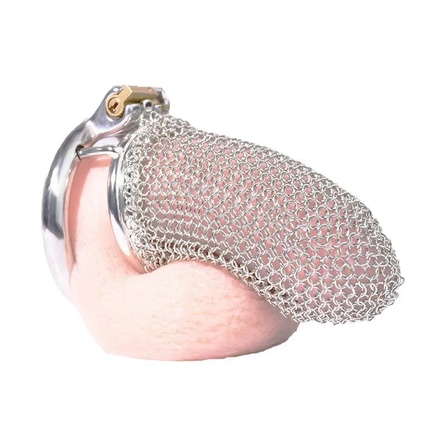 Stainless Steel Mesh Male Chastity Cage (Medium)