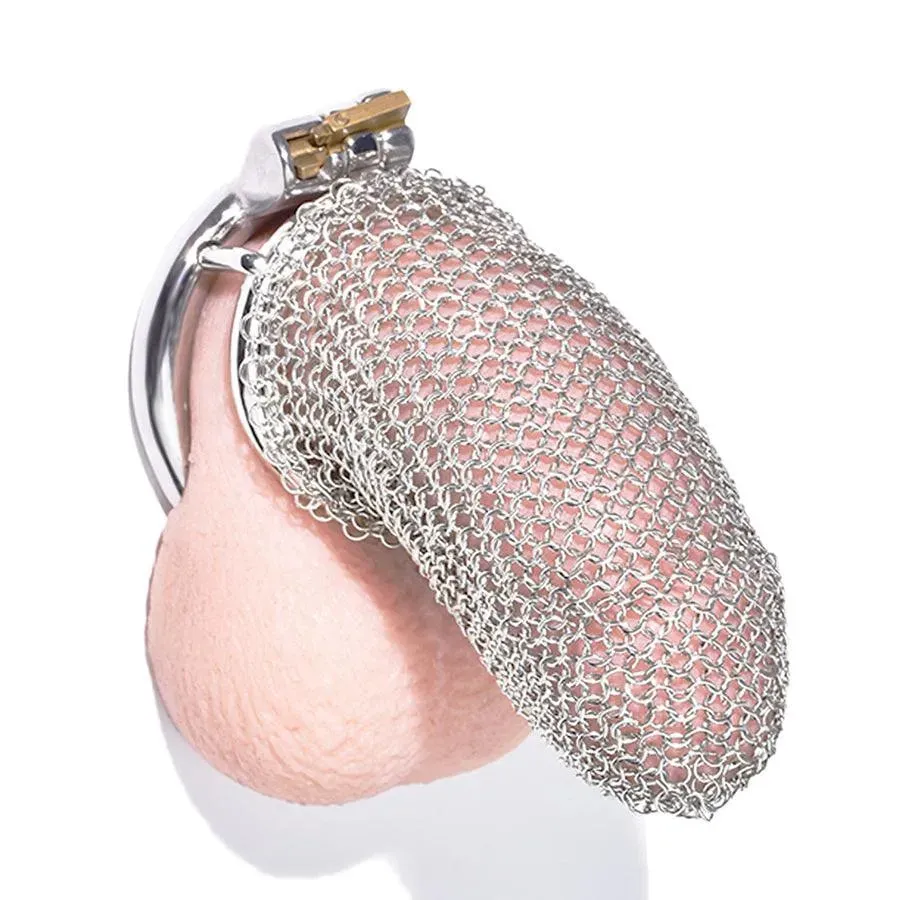 Stainless Steel Mesh Male Chastity Cage (Medium)