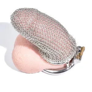 Stainless Steel Mesh Male Chastity Cage (Medium)