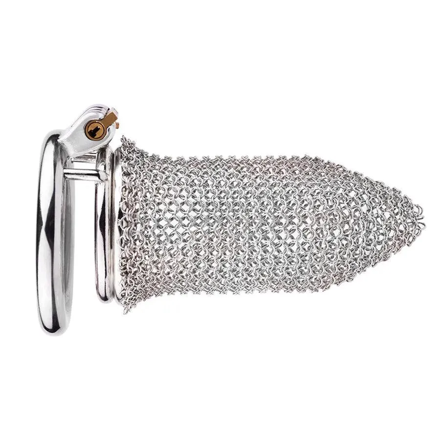Stainless Steel Mesh Male Chastity Cage (Medium)