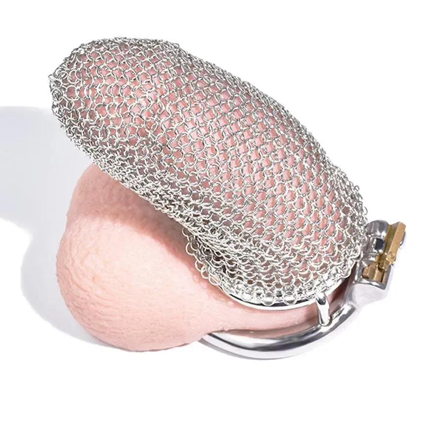 Stainless Steel Mesh Male Chastity Cage (Medium)