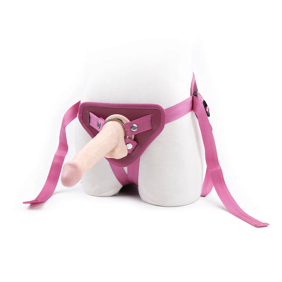 Strap On - Harness Vegan Leather  with Corset Style Back - Pink