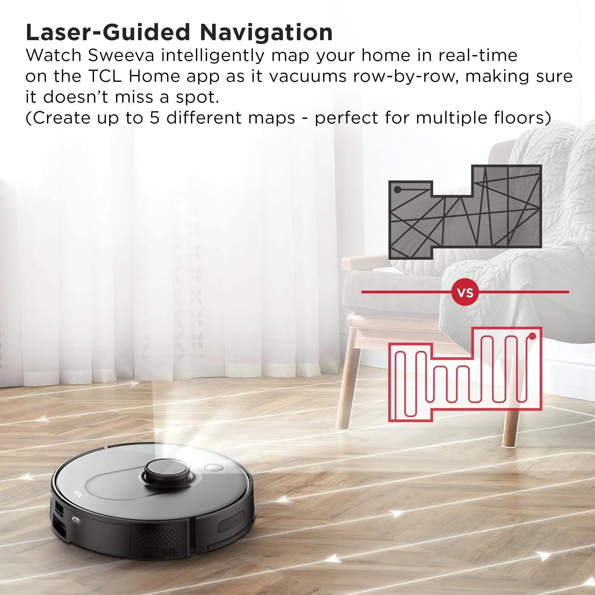 TCL RV6014B Sweeva 6000 Smart Robot Vacuum, Black