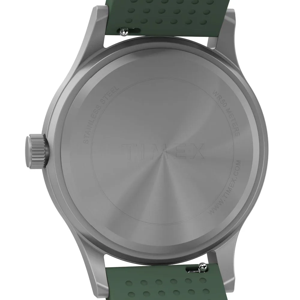 Timex TW4B301009J Men's Expedition Scout 40mm Watch - Green Silicone Strap, Natural Dial, IP Steel Case