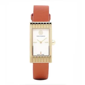 Tory Burch TRB2003 Ladies Buddy Signature Watch, Orange Leather/Gold-Tone