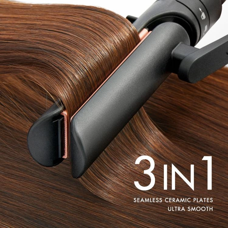 US Plug 3 in 1 Instant Heating Curling Iron Set with Interchangeable Straightener for All Hair Types