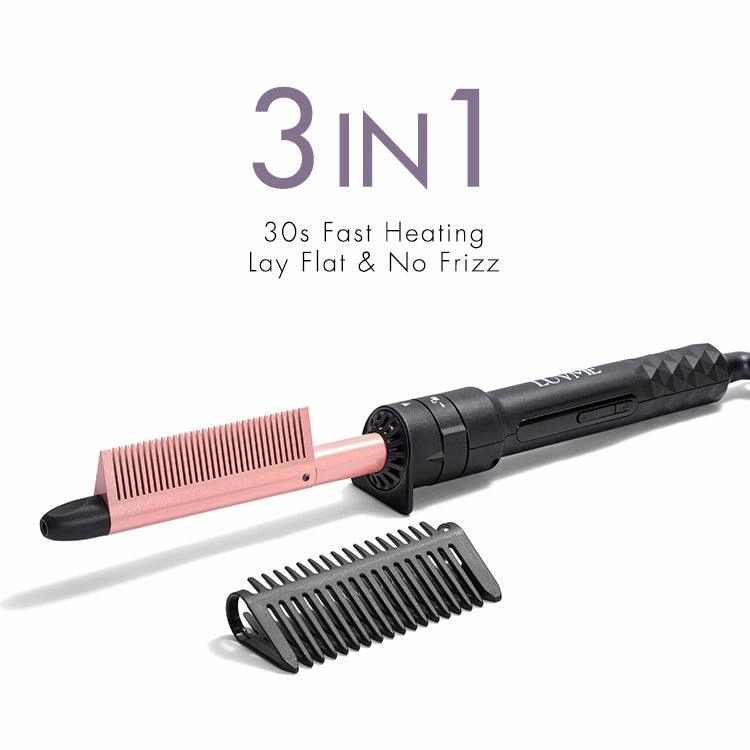US Plug 3 in 1 Instant Heating Curling Iron Set with Interchangeable Straightener for All Hair Types