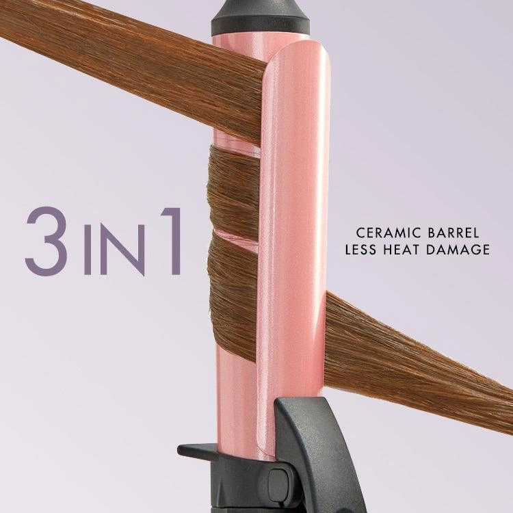 US Plug 3 in 1 Instant Heating Curling Iron Set with Interchangeable Straightener for All Hair Types