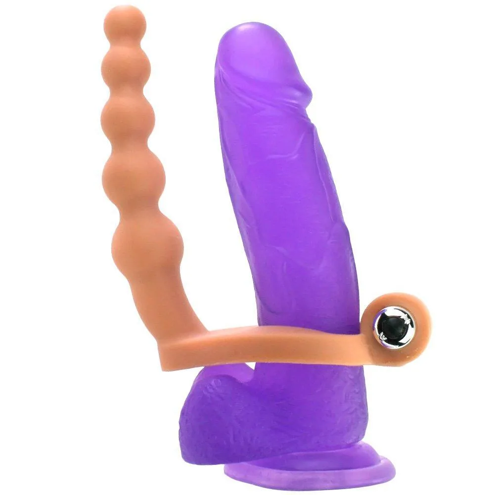 Vibrating Cock Ring - Features Beaded Probe for Dual Stimulation!