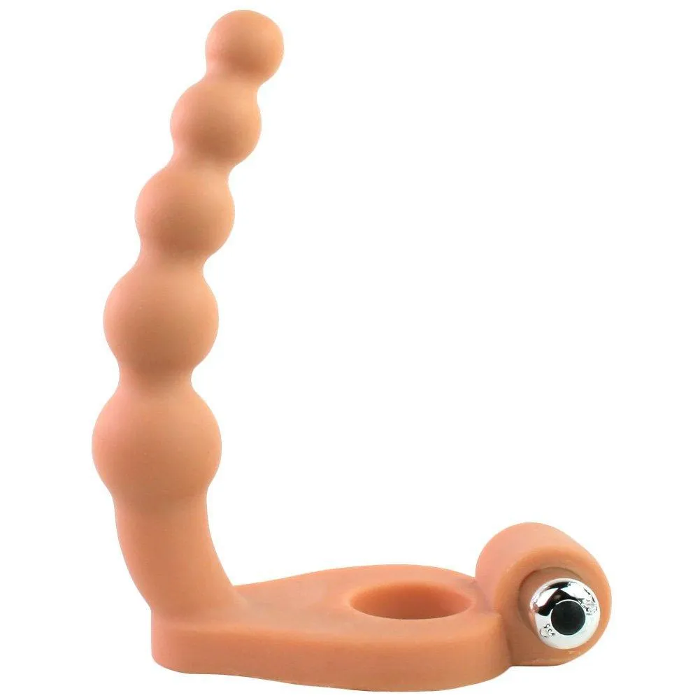 Vibrating Cock Ring - Features Beaded Probe for Dual Stimulation!