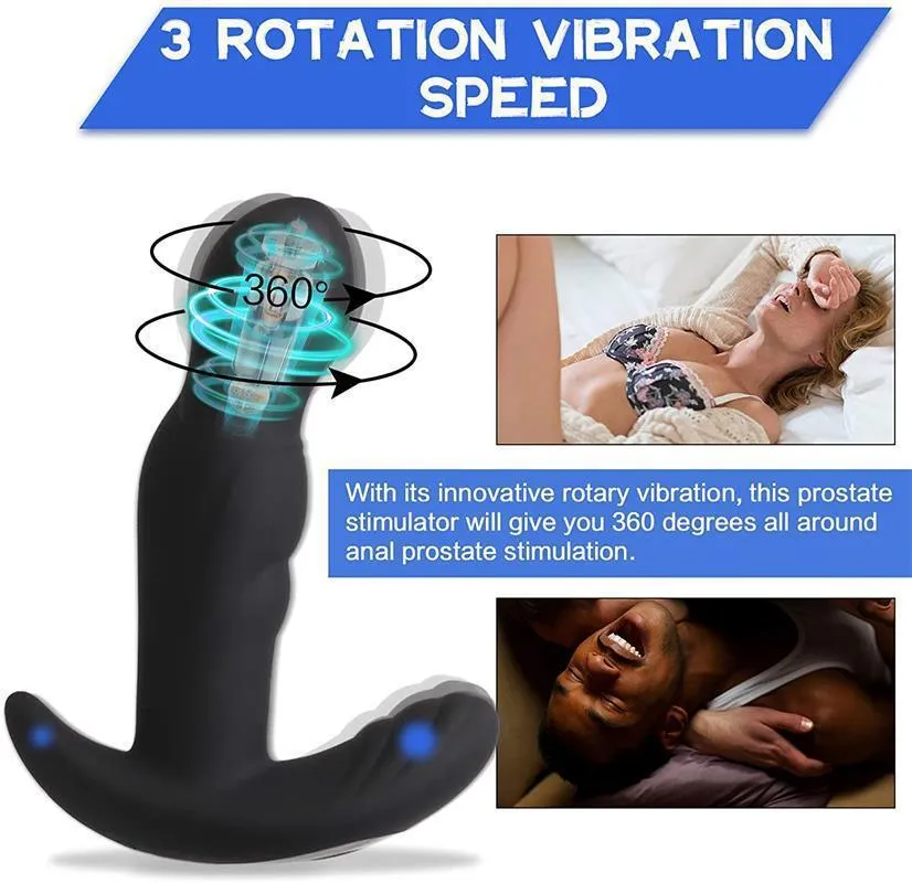 Wearable Remote Control 360° Rotatable 10 Vibrating Prostate Massager
