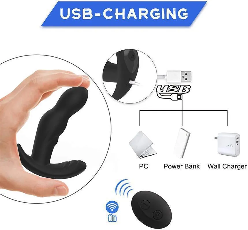 Wearable Remote Control 360° Rotatable 10 Vibrating Prostate Massager