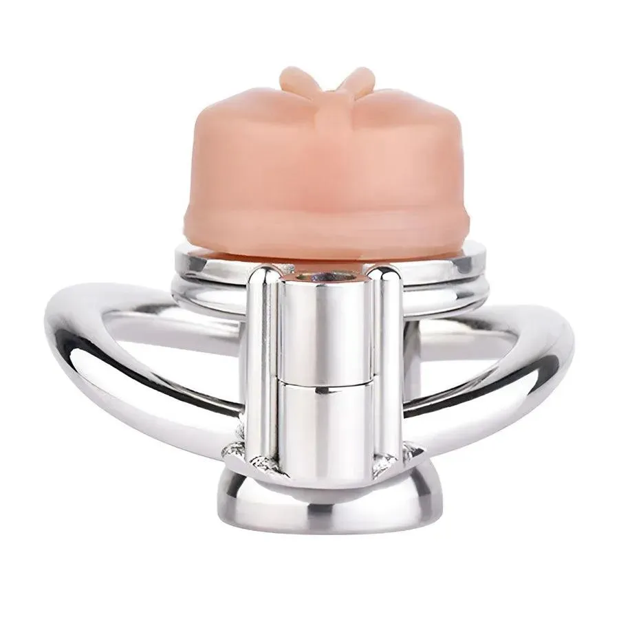 Wearable Steel Sissy Chastity Belt Cage with Realistic Vagina