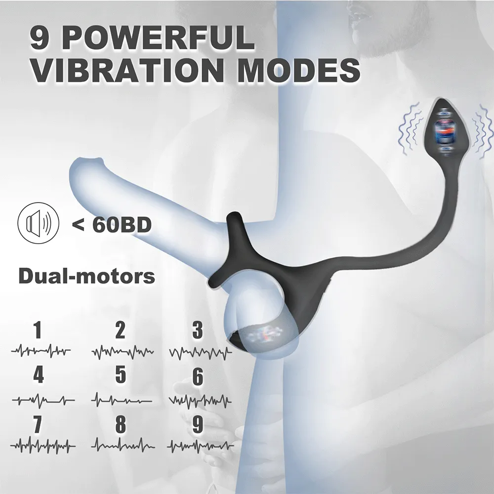 Zenith - Anal vibrator Spherical Vibrating Anal Plug with Vibrating Penis Rings