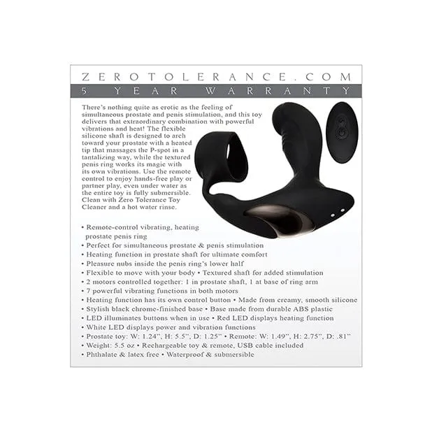 Zero Tolerance - Strapped and Tapped Heating Vibrating Prostate Massager (Black)